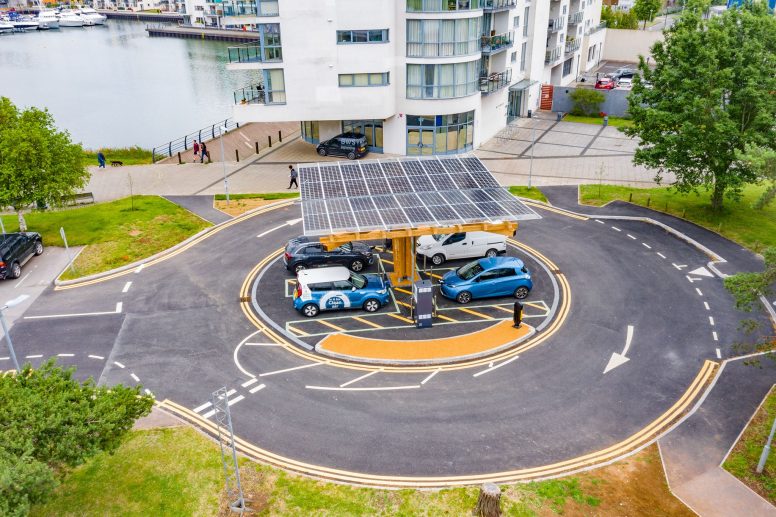 Birdseye view of Rapid EV Charging Hub