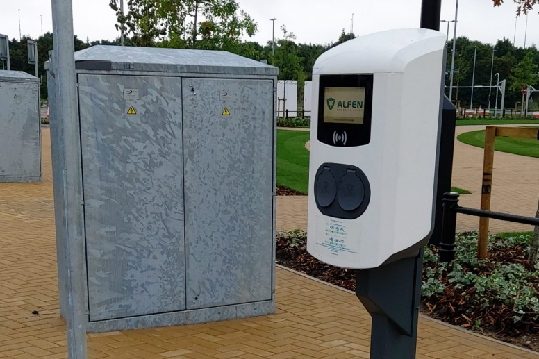 EV Charge Point with LZ Supply Pillar in the background